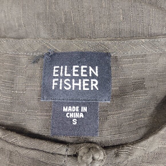Eileen Fisher dark green Linen Silk blend frog closure blouse shirt womens Small - Picture 7 of 8